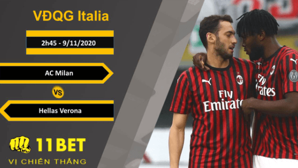 11BET Soi kèo AC Milan vs Hellas Verona, 2h45, 9/11/2020
