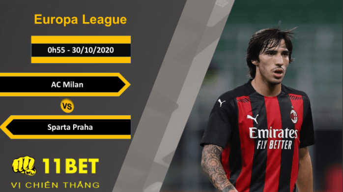 11BET Soi kèo AC Milan vs Sparta Praha, 0h55, 30/10/2020