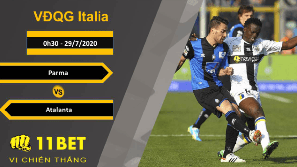 11BET Soi kèo Parma vs Atalanta, 0h30, 29/7/2020