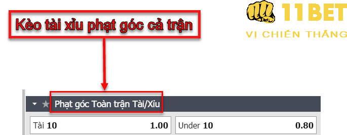 11BET Kèo Tài Xỉu tổng phạt góc cả trận là gì? Mẹo cá cược và cách tính tiền chi tiết nhất