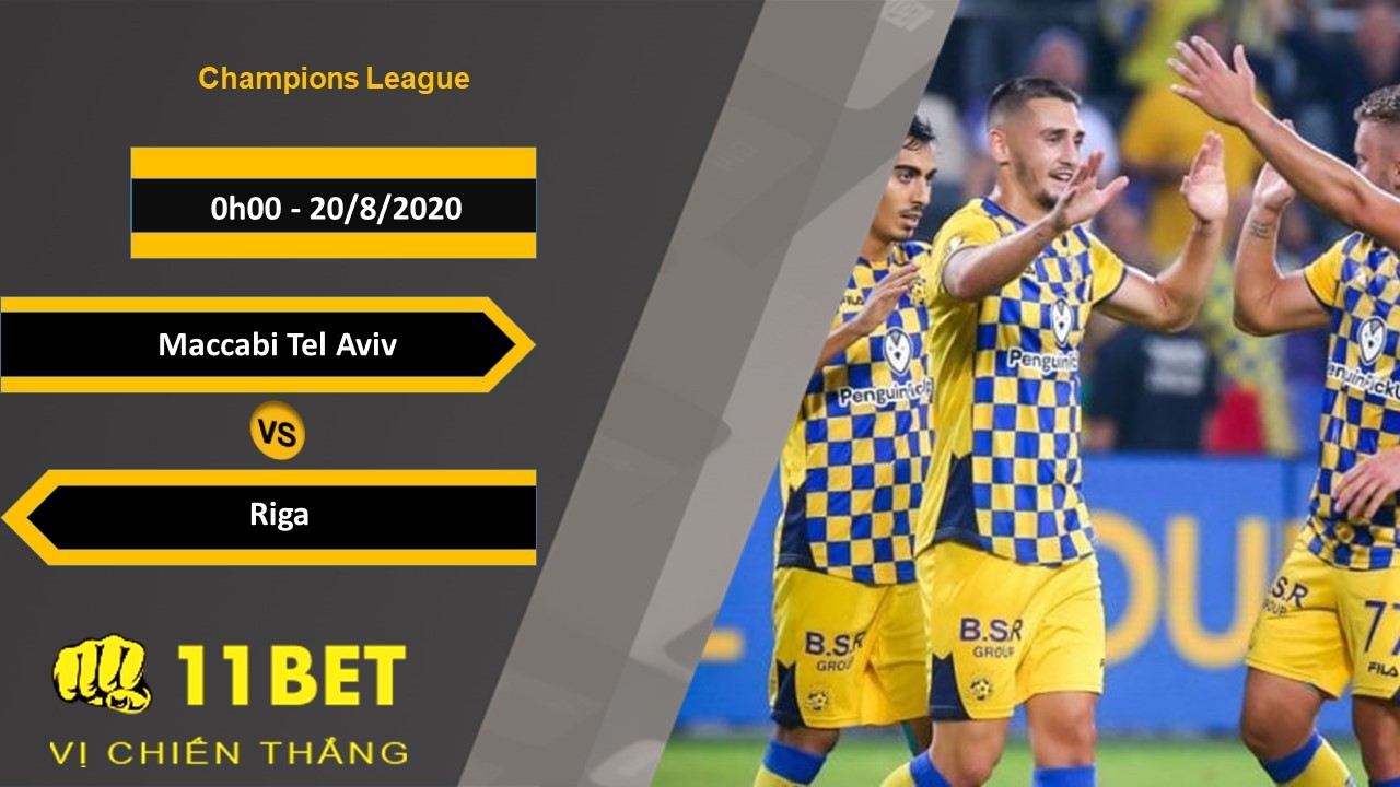 11BET Soi kèo Maccabi Tel Aviv vs Riga, 0h00, 20/8/2020