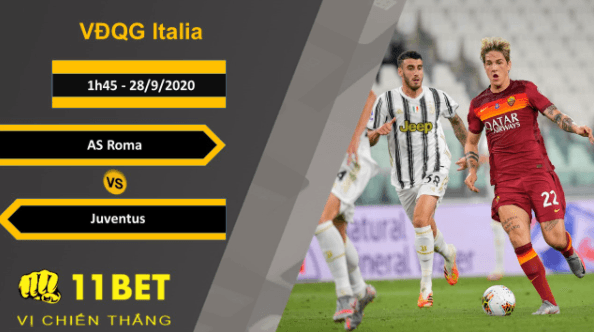 11BET Soi kèo AS Roma vs Juventus, 1h45, 28/9/2020