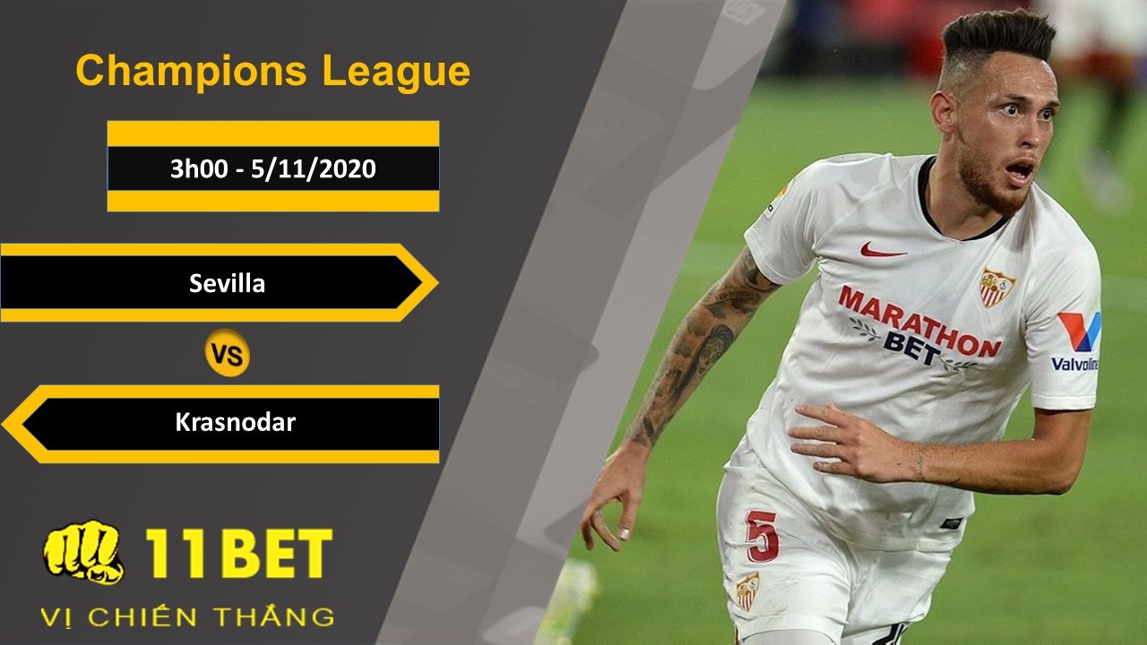 11BET Soi kèo Sevilla vs Krasnodar, 3h00, 5/11/2020