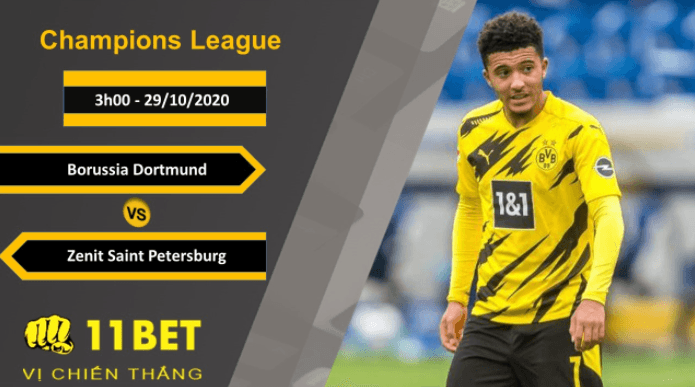 11BET Soi kèo Borussia Dortmund vs Zenit Saint Petersburg, 3h00, 29/10/2020