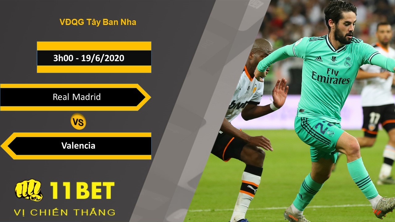 11BET Soi kèo Real Madrid vs Valencia, 3h00, 19/6/2020