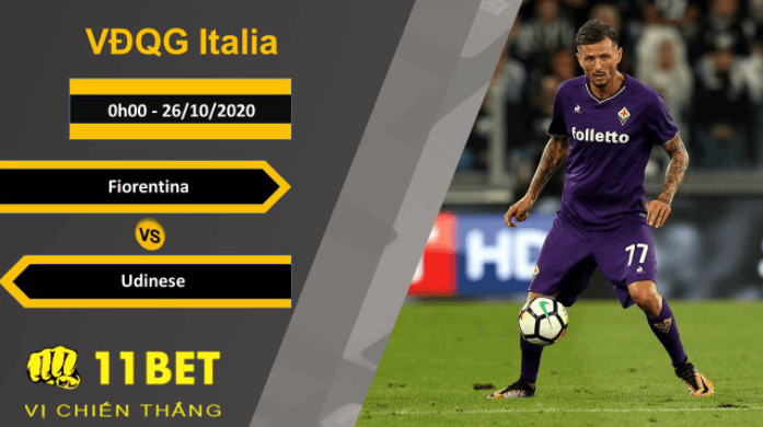 11BET Soi kèo Fiorentina vs Udinese, 0h00, 26/10/2020
