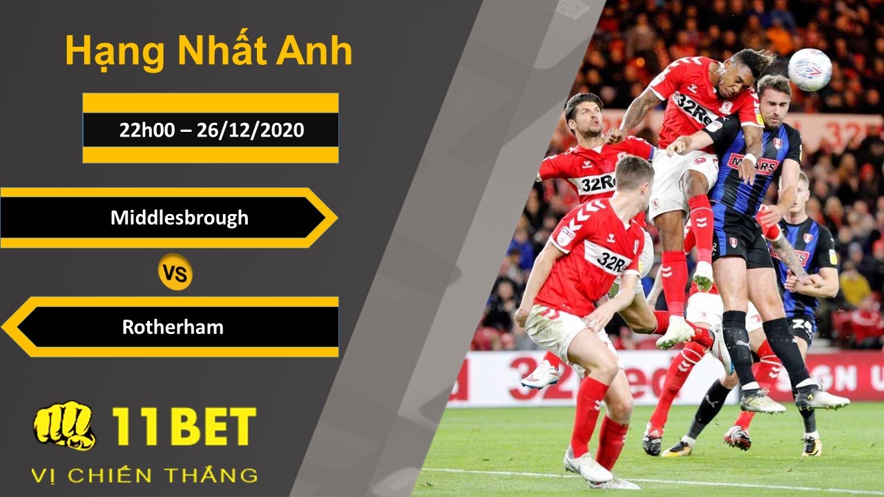11BET Soi kèo Middlesbrough vs Rotherham, 22h00, 26/12/2020