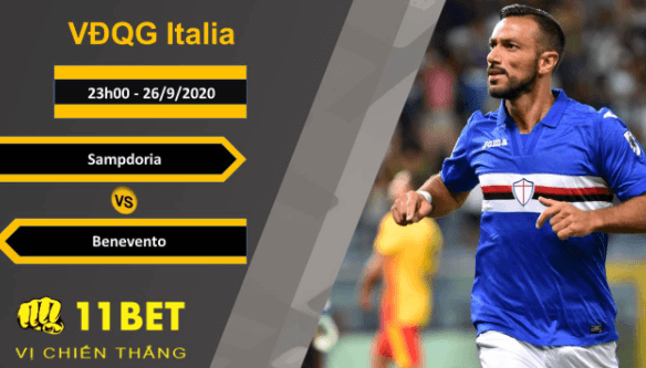 11BET Soi kèo Sampdoria vs Benevento, 23h00, 26/9/2020