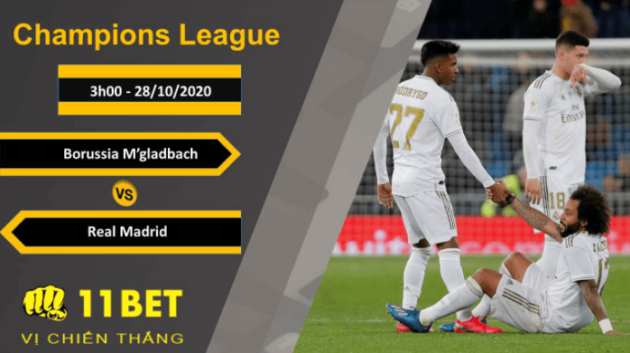 11BET Soi kèo Borussia M'gladbach vs Real Madrid, 3h00, 28/10/2020