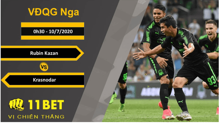 11BET Soi kèo Rubin Kazan vs Krasnodar, 0h30, 10/7/2020